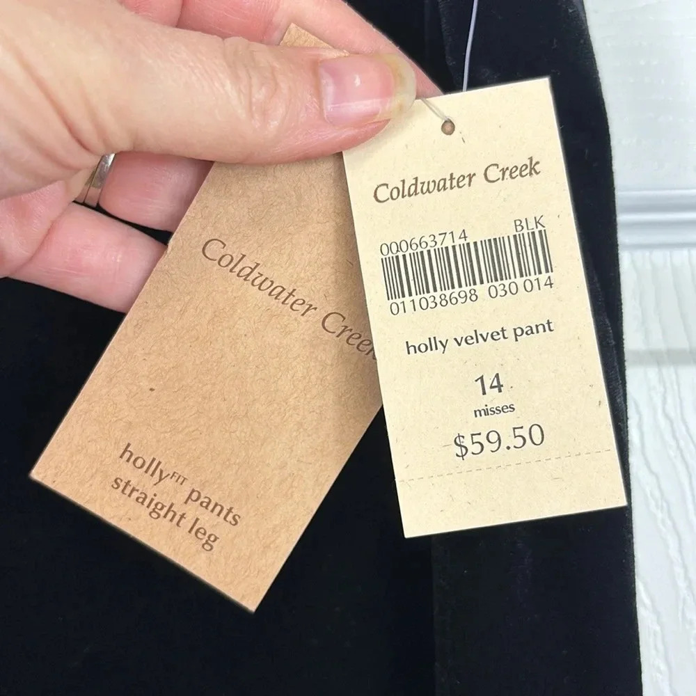 Coldwater creek holly black velvet straight leg pants sz 14 - Picture 3 of 6